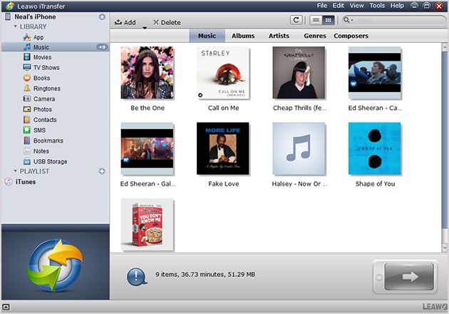 music and other files on software interface