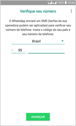 verifique o número de telefone