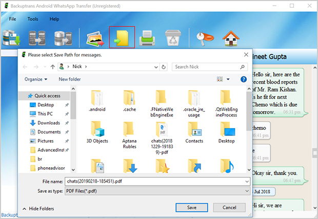 exporte los chats de WhatsApp a la computadora