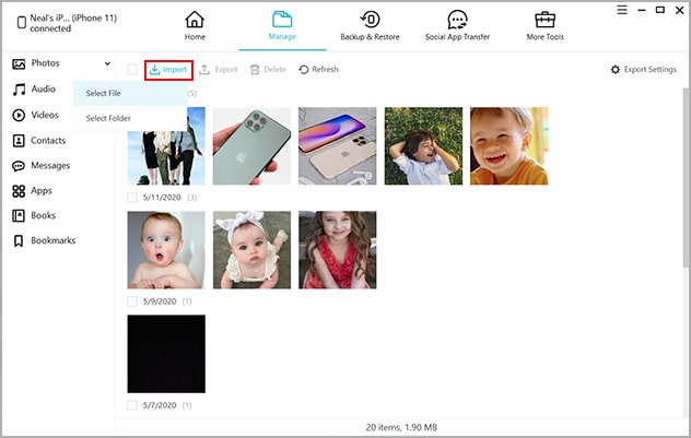add photos to your iOS device