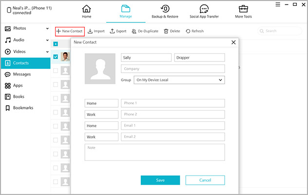 add new contacts to your iOS device