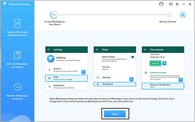 backup WhatsApp data of Android