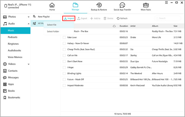 importing files from PC or Mac