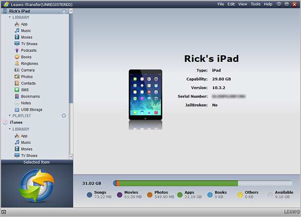 iPad information on program interface