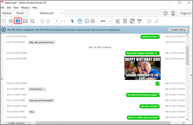 export iPhone text messages to PDF and print