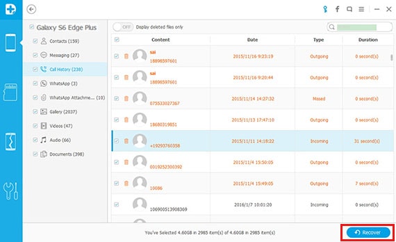 preview and recover data from android