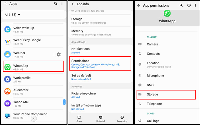 provide storage access to WhatsApp