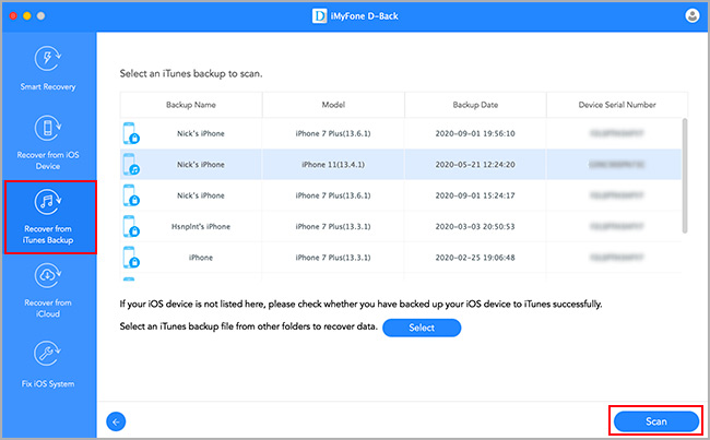 recover from iTunes backup file