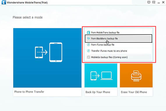 restore data from blackberry backup to iPhone or Android