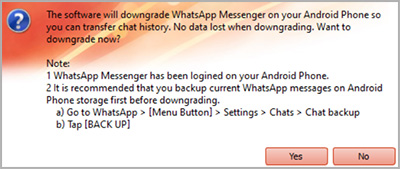 downgrading WhatsApp app on Android device