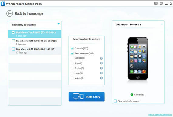 data transfer from blackberry to iPhone