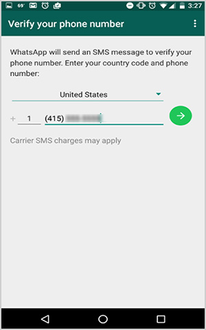 install WhatsApp app on Android and verify phone number