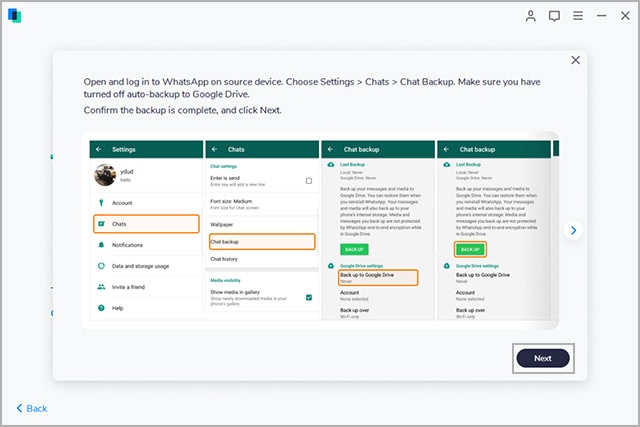 backup WhatsApp data using WhatsApp messenger